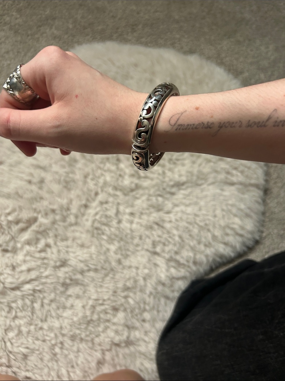 New Brighton Silver Filigree Bangle Bracelet